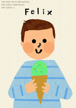 Load image into Gallery viewer, Ice cream Boy Portrait Print- click to customise!