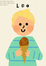 Load image into Gallery viewer, Ice cream Boy Portrait Print- click to customise!