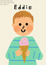 Load image into Gallery viewer, Ice cream Boy Portrait Print- click to customise!