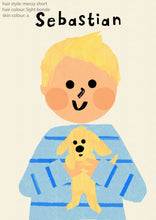 Load image into Gallery viewer, Puppy Boy Portrait Print- click to customise!