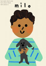 Load image into Gallery viewer, Puppy Boy Portrait Print- click to customise!