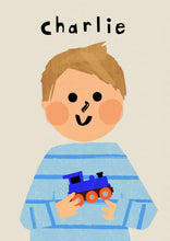 Load image into Gallery viewer, Toy Train Boy Portrait Print- click to customise!