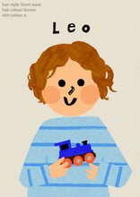 Load image into Gallery viewer, Toy Train Boy Portrait Print- click to customise!