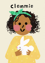 Load image into Gallery viewer, Bunny Girl Portrait Print- click to customise!