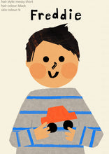 Load image into Gallery viewer, Car Boy Portrait Print- click to customise!
