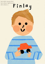 Load image into Gallery viewer, Car Boy Portrait Print- click to customise!