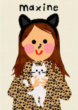 Load image into Gallery viewer, Cat Girl Portrait Print- click to customise!