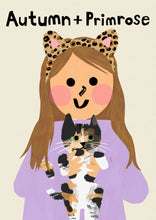 Load image into Gallery viewer, Cat Girl Portrait Print- click to customise!