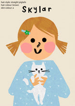 Load image into Gallery viewer, Cat Girl Portrait Print- click to customise!