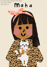 Load image into Gallery viewer, Cat Girl Portrait Print- click to customise!