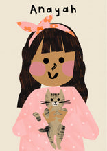 Load image into Gallery viewer, Cat Girl Portrait Print- click to customise!