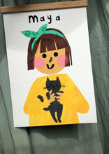 Load image into Gallery viewer, Cat Girl Portrait Print- click to customise!