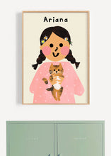 Load image into Gallery viewer, Cat Girl Portrait Print- click to customise!