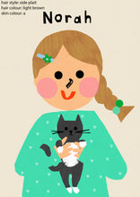 Load image into Gallery viewer, Cat Girl Portrait Print- click to customise!