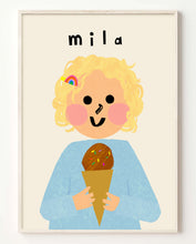 Load image into Gallery viewer, Ice cream Girl Portrait Print- click to customise!