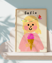 Load image into Gallery viewer, Ice cream Girl with Daisy's Portrait Print- click to customise!