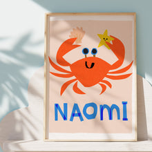 Load image into Gallery viewer, Crab Personalised Name Print (Pink or Blue)