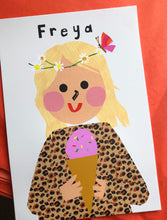 Load image into Gallery viewer, Ice cream Girl with Daisy's Portrait Print- click to customise!