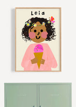 Load image into Gallery viewer, Ice cream Girl with Daisy's Portrait Print- click to customise!