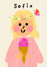 Load image into Gallery viewer, Ice cream Girl with Daisy's Portrait Print- click to customise!