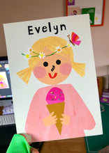 Load image into Gallery viewer, Ice cream Girl with Daisy's Portrait Print- click to customise!