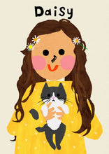 Load image into Gallery viewer, Cat Girl Portrait Print- click to customise!