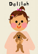 Load image into Gallery viewer, Puppy Girl Portrait Print- click to customise!