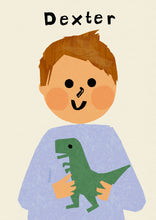 Load image into Gallery viewer, Dino Boy Portrait Print- click to customise!