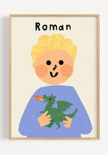 Load image into Gallery viewer, Dragon Boy Portrait Print- click to customise!