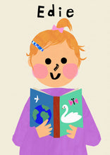 Load image into Gallery viewer, Book Girl Portrait Print- click to customise!
