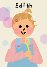 Load image into Gallery viewer, Bubbles Girl Portrait Print- click to customise!