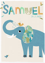 Load image into Gallery viewer, Elephant Personalised Name Print