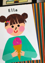 Load image into Gallery viewer, Ice cream Girl Portrait Print- click to customise!