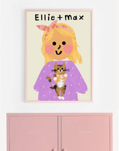 Load image into Gallery viewer, Cat Girl Portrait Print- click to customise!