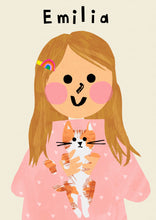 Load image into Gallery viewer, Cat Girl Portrait Print- click to customise!