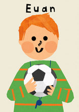 Load image into Gallery viewer, Football Boy Portrait Print- click to customise!