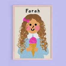 Load image into Gallery viewer, Ice cream Girl Portrait Print- click to customise!