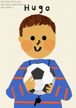 Load image into Gallery viewer, Football Boy Portrait Print- click to customise!