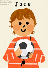 Load image into Gallery viewer, Football Boy Portrait Print- click to customise!