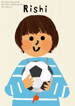Load image into Gallery viewer, Football Boy Portrait Print- click to customise!