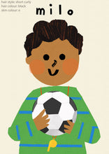 Load image into Gallery viewer, Football Boy Portrait Print- click to customise!