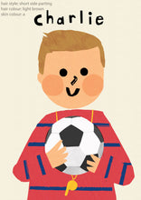 Load image into Gallery viewer, Football Boy Portrait Print- click to customise!