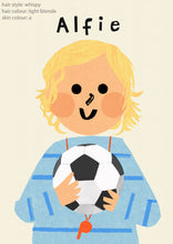 Load image into Gallery viewer, Football Boy Portrait Print- click to customise!