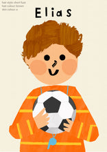Load image into Gallery viewer, Football Boy Portrait Print- click to customise!