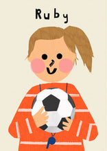 Load image into Gallery viewer, Footie Girl Portrait Print- click to customise!