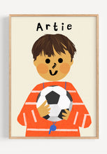 Load image into Gallery viewer, Football Boy Portrait Print- click to customise!