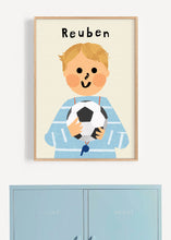 Load image into Gallery viewer, Football Boy Portrait Print- click to customise!