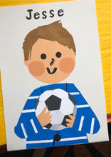 Load image into Gallery viewer, Football Boy Portrait Print- click to customise!