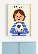 Load image into Gallery viewer, Footie Girl Portrait Print- click to customise!