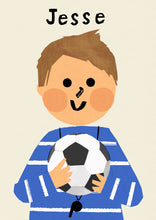 Load image into Gallery viewer, Football Boy Portrait Print- click to customise!